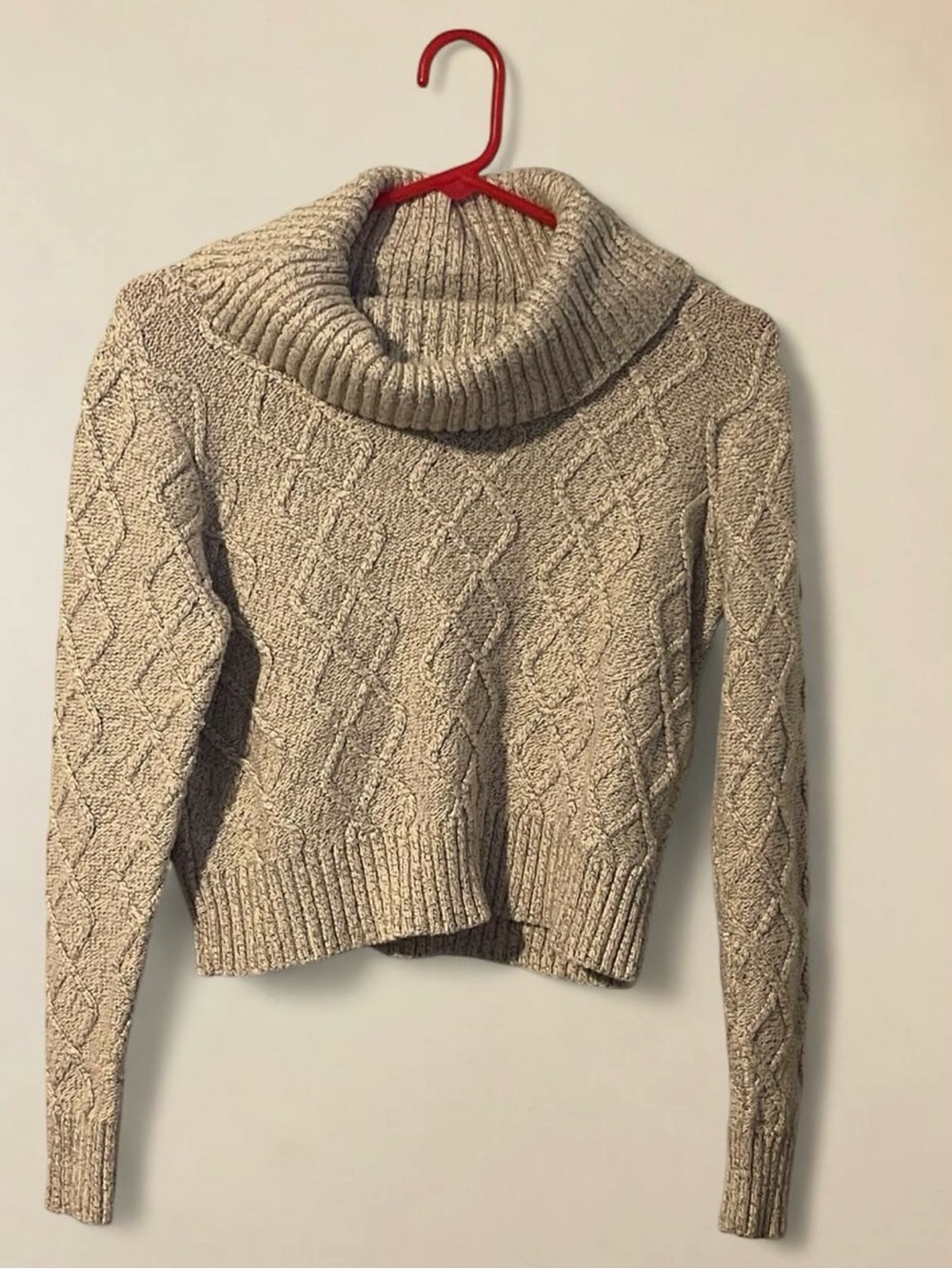 Forever 21 Cable Knit Cowl Neck Cropped Sweater.